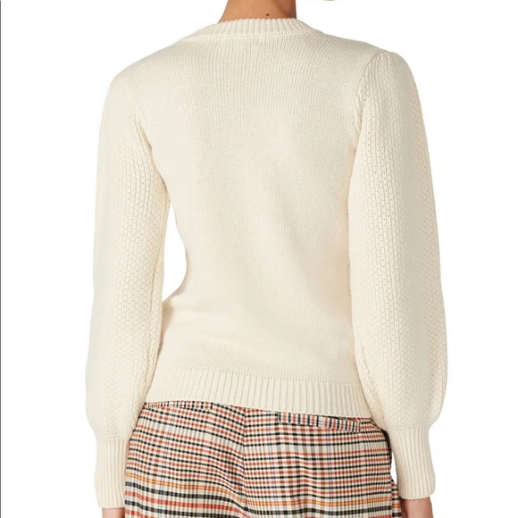 Louna embroidered puff sleeve sweater beige size xs - Picture 3 of 4